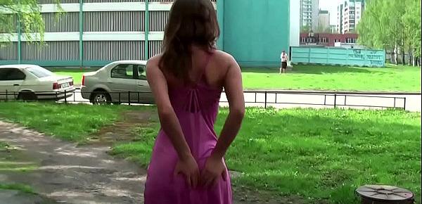  Bold and beautiful girls flashing in the centre of the city